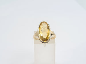 7018: Vintage:(1996) Large Oval Lemon Citrine Dress Ring- lovely cut and colours