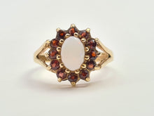 Load image into Gallery viewer, 7271- Vintage (1960&#39;s) Opal Garnets Halo Cocktail Ring- lovely combination
