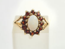 Load image into Gallery viewer, 7271- Vintage (1960&#39;s) Opal Garnets Halo Cocktail Ring- lovely combination
