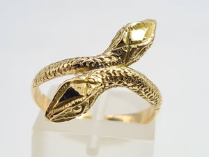 Vintage: 18ct Gold Double-Headed Snake Ring -Very fine piece