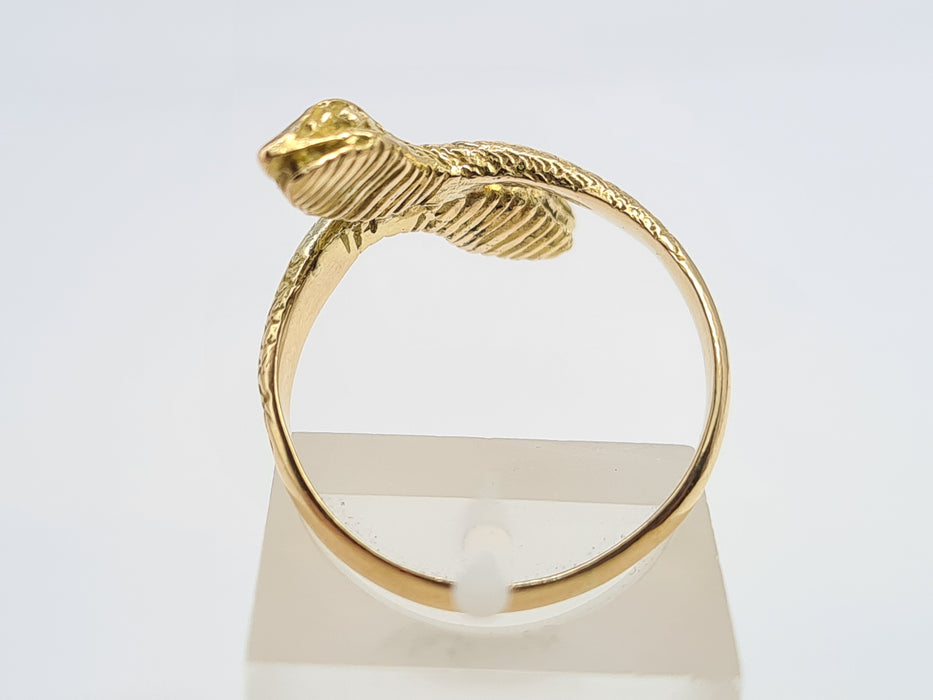 Vintage: 18ct Gold Ornate Double-Headed Snake Ring