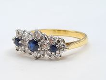 Load image into Gallery viewer, 0160: Vintage: 18ct Gold French Blue Sapphires 18 Diamonds Dress Ring
