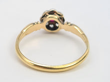 Load image into Gallery viewer, 7365-Antique: 18ct Gold Platinum Set Ruby 8 Diamonds Flower Head Ring- over 100 years old
