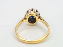 Load image into Gallery viewer, 7371-Vintage Classic 18ct Gold French Blue Sapphires 10 Diamonds Halo Ring- fine example,  lovely sparkle
