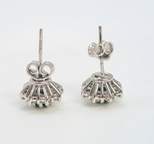 Load image into Gallery viewer, 7375: Vintage Fabulous 18ct White Gold Emeralds 16 Diamonds Earrings- Captivating
