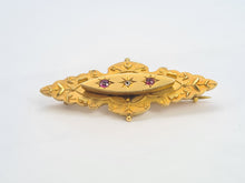 Cargar imagen en el visor de la galería, 7382-Antique: 1904 hallmarked  9ct Gold Diamond Garnets Pin Brooch- 120 years old
