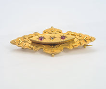 Cargar imagen en el visor de la galería, 7382-Antique: 1904 hallmarked  9ct Gold Diamond Garnets Pin Brooch- 120 years old
