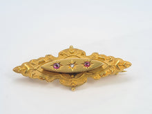 Cargar imagen en el visor de la galería, 7382-Antique: 1904 hallmarked  9ct Gold Diamond Garnets Pin Brooch- 120 years old
