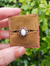 Load image into Gallery viewer, 7271- Vintage (1960&#39;s) Opal Garnets Halo Cocktail Ring- lovely combination
