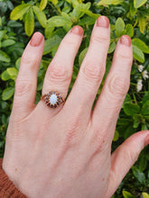 Load image into Gallery viewer, 7271- Vintage (1960&#39;s) Opal Garnets Halo Cocktail Ring- lovely combination
