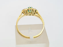 Load image into Gallery viewer, A7391 -Vintage: 18ct Gold Emerald Diamonds Three Stone Ring- gorgeous, petite, sparkling
