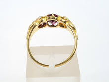 Load image into Gallery viewer, A7402 Vintage &amp; Old 18ct Gold Mulberry Purple Amethyst Opals Dress Ring- lovely combination
