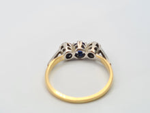 Load image into Gallery viewer, 7405 Antique: 18ct Gold Platinum Set French Blue Sapphire Diamonds Dress Ring
