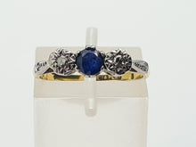 Load image into Gallery viewer, 7405 Antique: 18ct Gold Platinum Set French Blue Sapphire Diamonds Dress Ring
