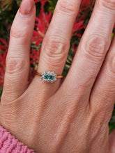 Load image into Gallery viewer, 7418: Vintage (1983) Rare 18ct Gold Two Emeralds 10 Diamonds Dress Ring- lovely combination
