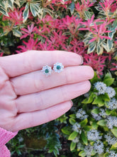 Load image into Gallery viewer, 7375: Vintage Fabulous 18ct White Gold Emeralds 16 Diamonds Earrings- Captivating
