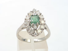 Load image into Gallery viewer, 7409-Vintage: 18ct White Gold Emerald Diamonds Statement Cluster Ring- superb
