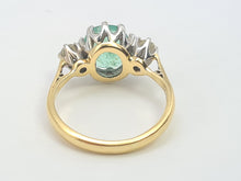 Load image into Gallery viewer, 7411-Vintage; (1973) 18ct Gold Emerald Full Cut Diamonds 3 Stone Ring- very fine example-
