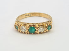 Load image into Gallery viewer, 7444- Antique: Art Deco 18ct Emeralds Diamonds Dress Ring- gorgeous stones in an ornate shank,
