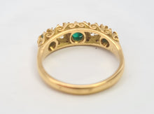 Load image into Gallery viewer, 7444- Antique: Art Deco 18ct Emeralds Diamonds Dress Ring- gorgeous stones in an ornate shank,
