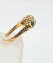 Load image into Gallery viewer, 7444- Antique: Art Deco 18ct Emeralds Diamonds Dress Ring- gorgeous stones in an ornate shank,
