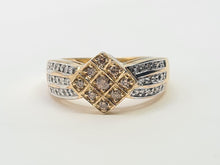 Load image into Gallery viewer, 7466: Vintage: 9ct Gold Geometric Set Cinnamon Diamonds White Diamonds Cocktail Ring
