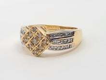 Load image into Gallery viewer, 7466: Vintage: 9ct Gold Geometric Set Cinnamon Diamonds White Diamonds Cocktail Ring
