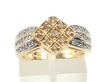 Load image into Gallery viewer, 7466: Vintage: 9ct Gold Geometric Set Cinnamon Diamonds White Diamonds Cocktail Ring
