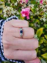 Load image into Gallery viewer, 7405 Antique: 18ct Gold Platinum Set French Blue Sapphire Diamonds Dress Ring
