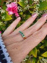 Load image into Gallery viewer, 7433- Vintage 18ct Emeralds Brilliant round cut Diamonds Eternity Rind- lovely combination
