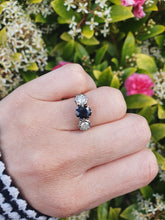 Load image into Gallery viewer, 7387- Vintage: Exceptional 18ct White Gold French Blue Sapphire Diamonds Ring- Hallmarked London 1975.
