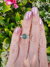 Load image into Gallery viewer, 7411-Vintage; (1973) 18ct Gold Emerald Full Cut Diamonds 3 Stone Ring- very fine example-
