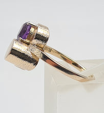 Load image into Gallery viewer, 7421: Vintage: Abstract 9ct Gold Purple Amethyst Cocktail Ring-eclectic, eye catcher
