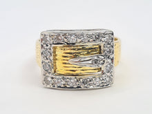 Load image into Gallery viewer, 7483: Vintage: (London) 1974- 18ct Gold 17 Round Cut Diamonds Buckle Ring- 50 years old- heavy,
