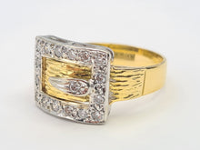 Load image into Gallery viewer, 7483: Vintage: (London) 1974- 18ct Gold 17 Round Cut Diamonds Buckle Ring- 50 years old- heavy,
