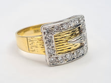 Load image into Gallery viewer, 7483: Vintage: (London) 1974- 18ct Gold 17 Round Cut Diamonds Buckle Ring- 50 years old- heavy,
