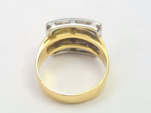 7483: Vintage: (London) 1974- 18ct Gold 17 Round Cut Diamonds Buckle Ring- 50 years old- heavy,