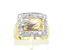 Load image into Gallery viewer, 7483: Vintage: (London) 1974- 18ct Gold 17 Round Cut Diamonds Buckle Ring- 50 years old- heavy,
