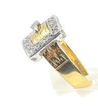 Load image into Gallery viewer, 7483: Vintage: (London) 1974- 18ct Gold 17 Round Cut Diamonds Buckle Ring- 50 years old- heavy,
