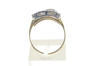 7483: Vintage: (London) 1974- 18ct Gold 17 Round Cut Diamonds Buckle Ring- 50 years old- heavy,