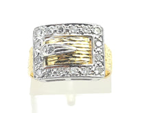 Load image into Gallery viewer, 7483: Vintage: (London) 1974- 18ct Gold 17 Round Cut Diamonds Buckle Ring- 50 years old- heavy,
