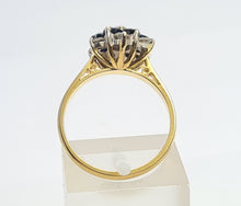 Load image into Gallery viewer, 7498: Vintage: 18ct Gold 7 Sapphires 6 Diamonds (0.6ct) Diamonds Flower Head Ring- from 1978- 46 years old
