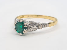 Load image into Gallery viewer, 7508: Antique Art Deco; 10ct Gold Platinum Emerald Solitaire - Approximately 90 years old.
