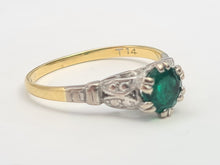 Load image into Gallery viewer, 7508: Antique Art Deco; 10ct Gold Platinum Emerald Solitaire - Approximately 90 years old.
