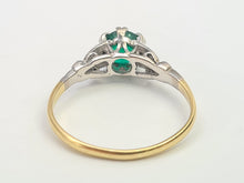 Load image into Gallery viewer, 7508: Antique Art Deco; 10ct Gold Platinum Emerald Solitaire - Approximately 90 years old.
