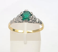 Load image into Gallery viewer, 7508: Antique Art Deco; 10ct Gold Platinum Emerald Solitaire - Approximately 90 years old.
