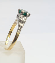 Load image into Gallery viewer, 7508: Antique Art Deco; 10ct Gold Platinum Emerald Solitaire - Approximately 90 years old.
