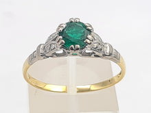 Load image into Gallery viewer, 7508: Antique Art Deco; 10ct Gold Platinum Emerald Solitaire - Approximately 90 years old.
