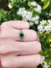 Load image into Gallery viewer, 7508: Antique Art Deco; 10ct Gold Platinum Emerald Solitaire - Approximately 90 years old.
