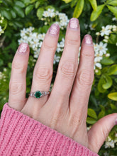 Load image into Gallery viewer, 7508: Antique Art Deco; 10ct Gold Platinum Emerald Solitaire - Approximately 90 years old.
